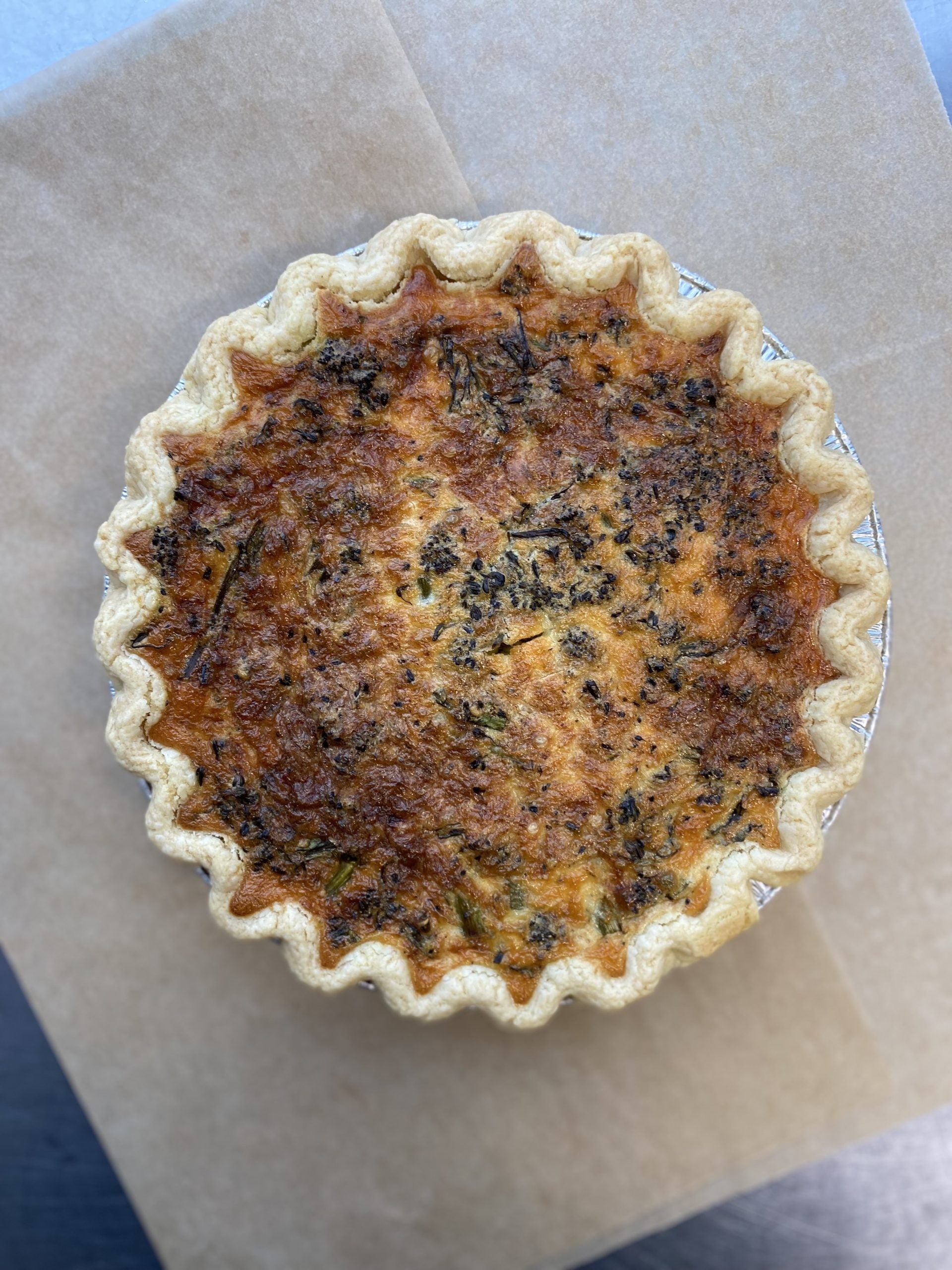 Broccolini & Cheddar Quiche